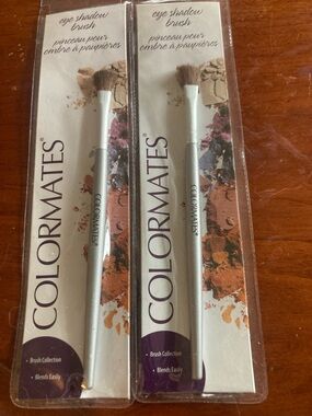 ColorMates Eye Shadow Brush - Silver Handle (Set of 2) new in packages